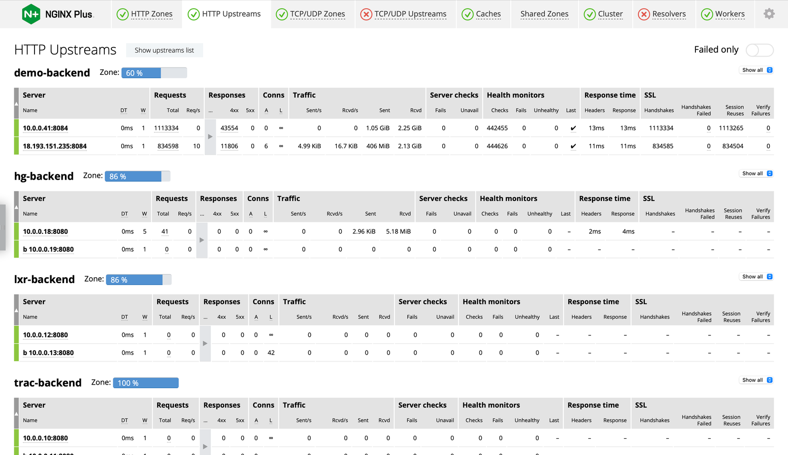 NGINX One Observability: Existing dashboard screenshot