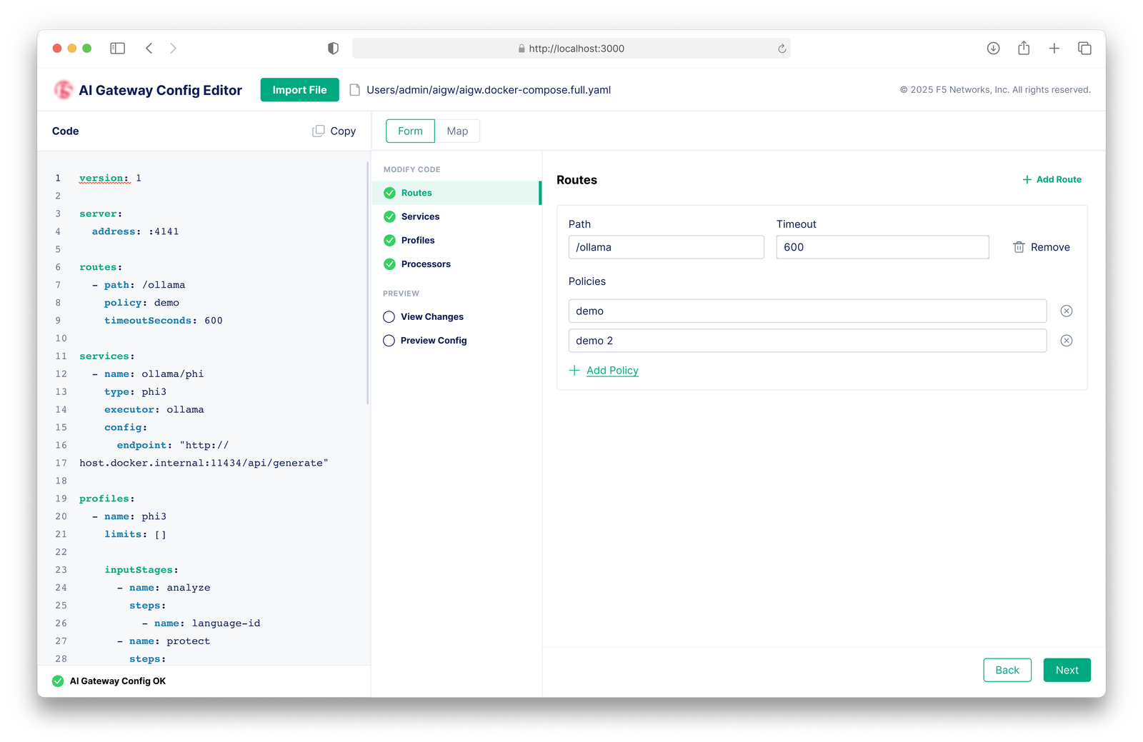 F5 AI Gateway: A form-based editor will give users a guided way to configure YAML in addition to the Map VIew